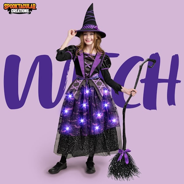 Tyttöjen Violetti Noitapuku Lepakkohame Halloweenille (3T (3-4 vuotta)) Lila Toddler (3-4 yrs)