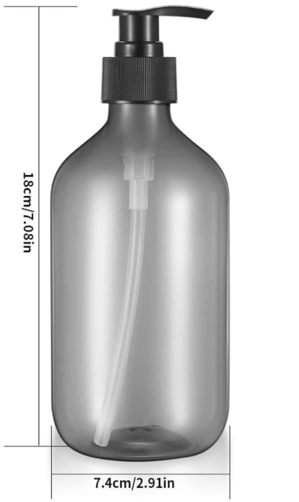 2-pack 500 ml tomma påfyllningsbara pumpflaskor, hållbar plastdispenser för tvål, schampo, lotion och duschgel, badrum och kök, grå