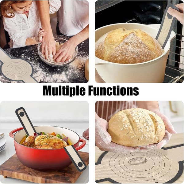 Deigmatte - med - lange - håndtak - slynge - bakematte - 2 - deler - Multifunksjonell - silikonbakematte - Gjenbrukbar