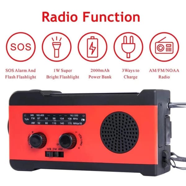 IC Solar Radio Dynamo LED-lommelygte AM/FM Broadcast SOS A