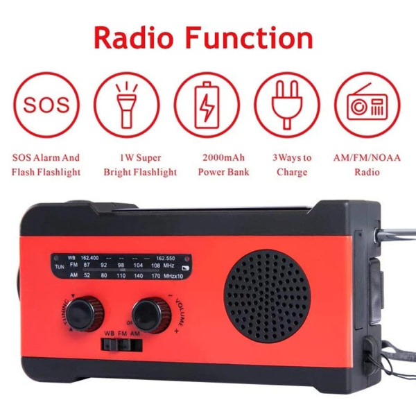 IC Solar Radio Dynamo LED-taskulamppu AM/FM-lähetys SOS A