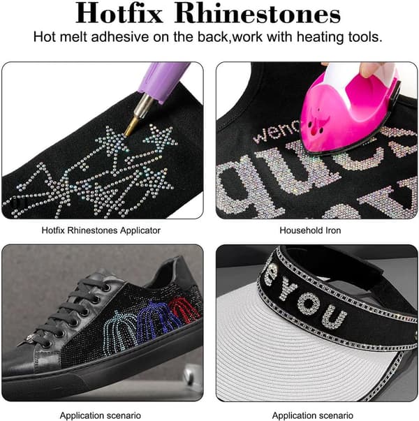 Hotfix Rhinestones, Glas Flad Bagside, Varmeaktiveret, 6.600 Stykker, 5 Størrelser, Assorterede Farver Til DIY Håndværk Og Tilbehør