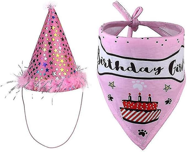 Hatt, Halsduk og Halsbånd for Hundebursdag - Valpegave Dekorasjon