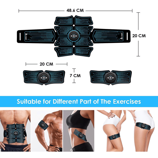 1-pack Ab-maskin Ems Abdominal Patch, Abdominal Toning Bälte Träning Bärbar Ab-stimulator Hemmakontor Fitness Träningsutrustning för buken