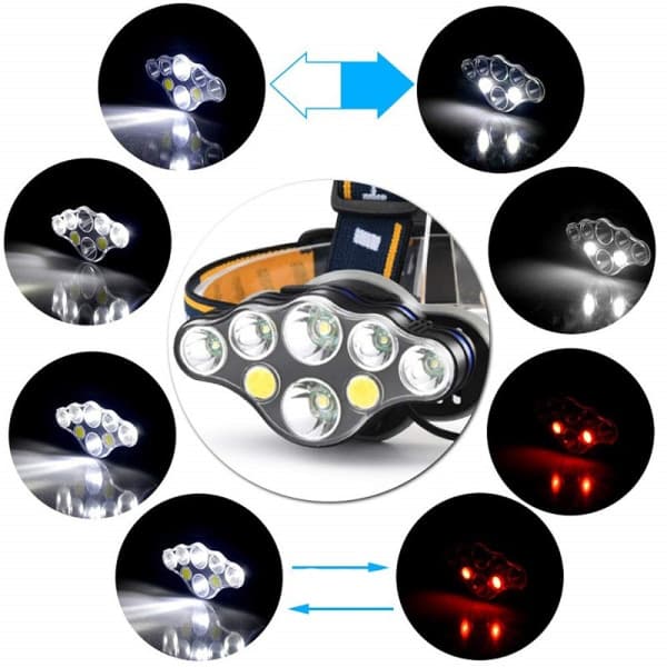 IC Superstark hovedlampe med advarselslys USB forlygte