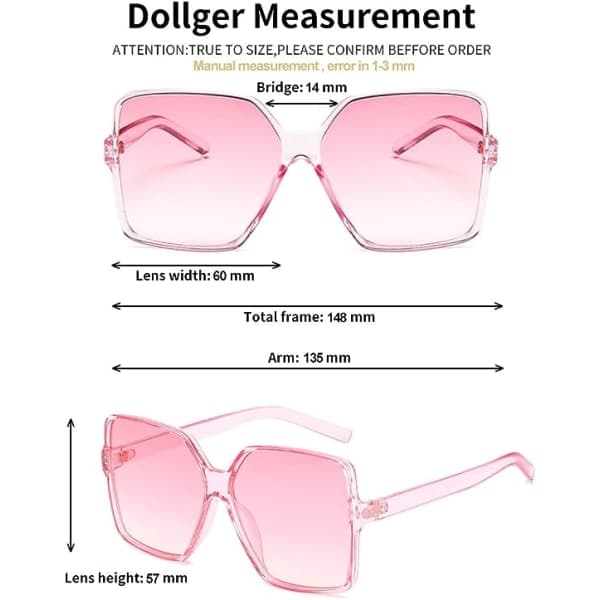 IC Oversized Square Solbriller til Kvinner Store, Brede Motevisirer for Menn 100 % UV-Beskyttelse Unisex