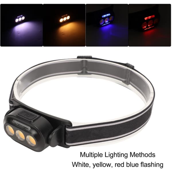 LED Hodelykt USB Oppladbar 3 Gir Høy Lysstyrke Vanntett Hodelykt for Nattfiske Løping, DUBUNS