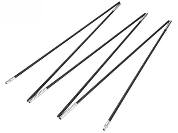 Sammenklappeligt teltstangsæt, glasfiber og metal 6-segments teltstøttestænger til campingtelte, 340 cm sort, 2-pak