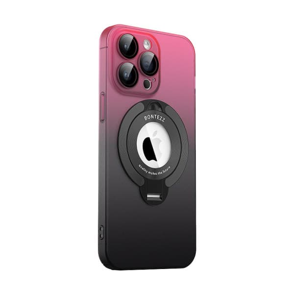 IC Usynlige magnetiske stativer til iPhone 15-serien Etui Frostet Skin Gradientfarver Rosa Sort iPhone15 Pro Max