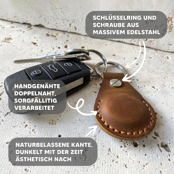 AirTag lädernyckelring, läder AirTag-hänge, AirTag-fodral IC