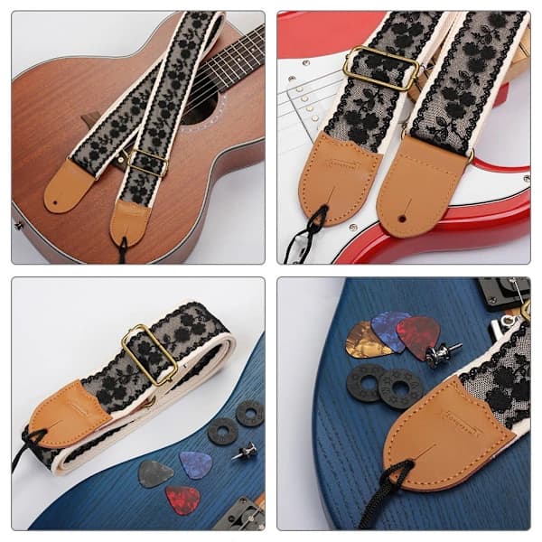 1 Set Bass Guitar Strap Lace Guitar Strap Replacement Strap for Electric Guitar