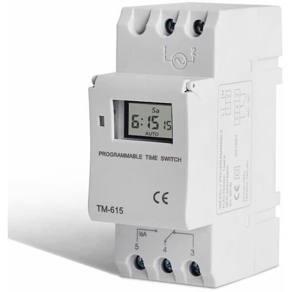 TM615-2 Programmerbar Timer Tidsafbryder Energibesparende Timing Kontrol Skinne Installation 220V AC