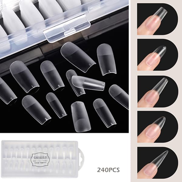 240 kpl Gel X -kynsiä Tip Press on Extension Acrylic Full Cover 1 1