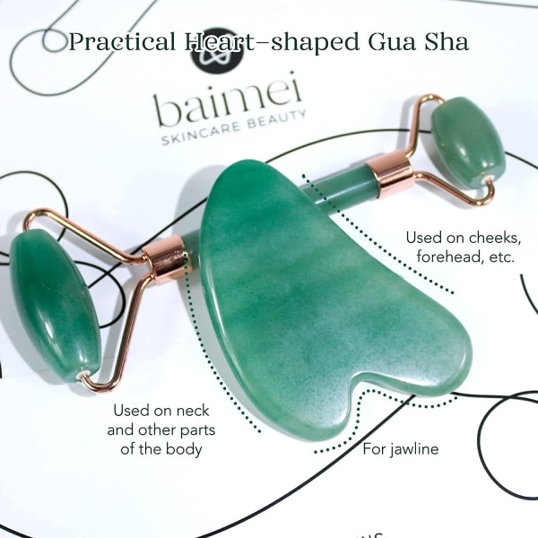 IC Jade Roller & Gua Sha, Ansigtsrulle, Facial Beauty Roller - Grøn