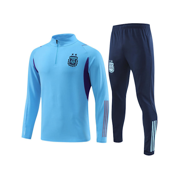 Efterårs- og vinterfodboldtræningsdragt til mænd - Langærmet efterårs- og vinterkonkurrencetræningsdragt - Fodboldholdsuniform - Optrædenssæt Blue set XL