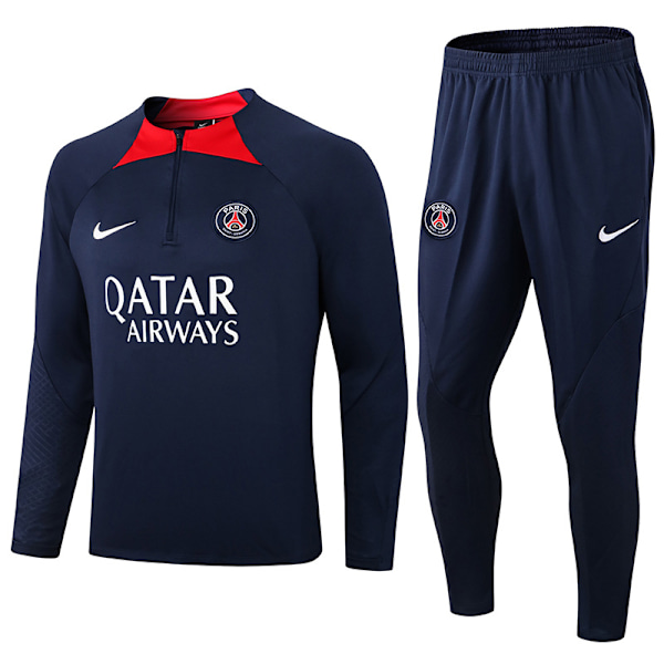 Paris Saint-Germain Liverpool Brasilia Marseille pitkähihainen pelipaita aikuisille ja lapsille, puolivetoketjullinen harjoituspuku Royal Blue XXL