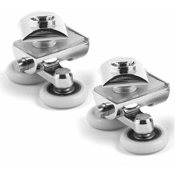 Sett med 4 doble ruller - for skyvedusjdør, 2 baderomsruller sinklegering diameter 23mm