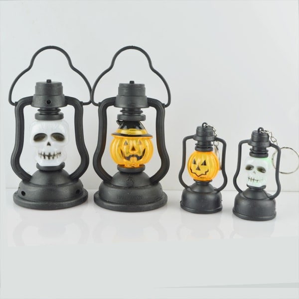 IC 2 stk LED lysende Halloween græskar og kranie lanterne lys Medium: Græskar + Kranie