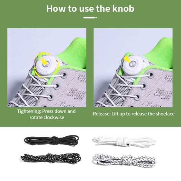 IC 1 Par Sneakersnører Elastiske No Tie Sneakersnører Stretching Lo C C