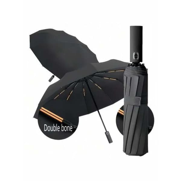 Reinforced Multifunctional Travel Umbrella Multicolor Green - 1pc Fully Automatic 24-Rib Windproof Compact Folding Umbrella Multicolor Green