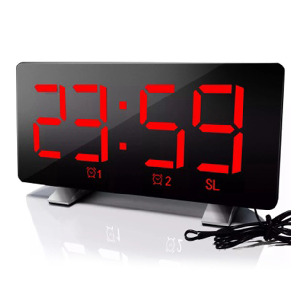 IC Digital väckarklocka, väckarklockor för sovrum med FM-radio, dubbla larm, 6-tums LED-skärm, USB-laddningsport, 4 ljusstyrkor, 12/24h-röd