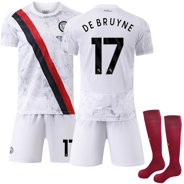 -26 ny sportdräkt 17 De Bruyne klubbfotbollströja nr 9 Haaland Manchester City bortatröja No. 11 with socks + protective gear #18