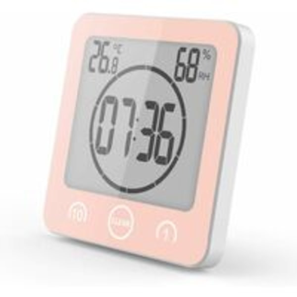 IC Vandtæt Badeværelsesur Termometer Hygrometer 8 Tommer Vandafvisende Touchscreen (Pink