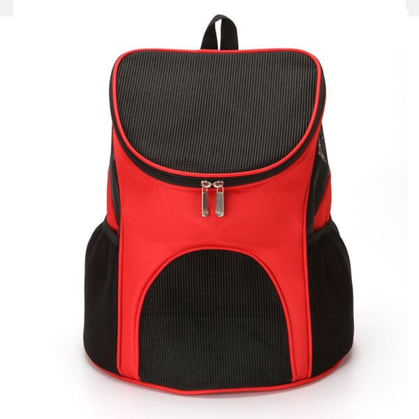 Kæledyrsrygsæk, åndbart net, 180° åbning, sammenklappelig polyester, til små katte og hunde, rejser og gåture, rød