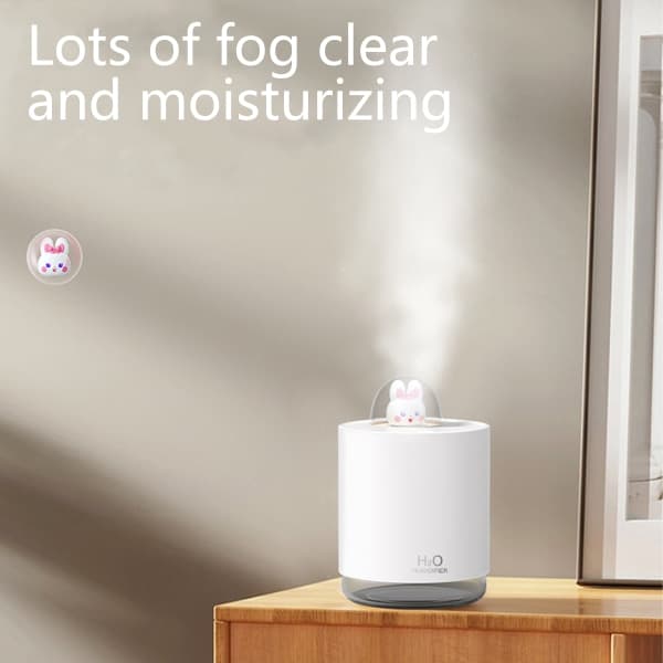 IC Mini Bærbar Skrivebordsluftfugter - Sød Kanin USB Cool Mist Air Hvid