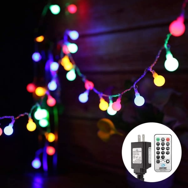 IC Fairy String Lights Plug-in, 33 FT 100 LED Globe Ball String Multicolor