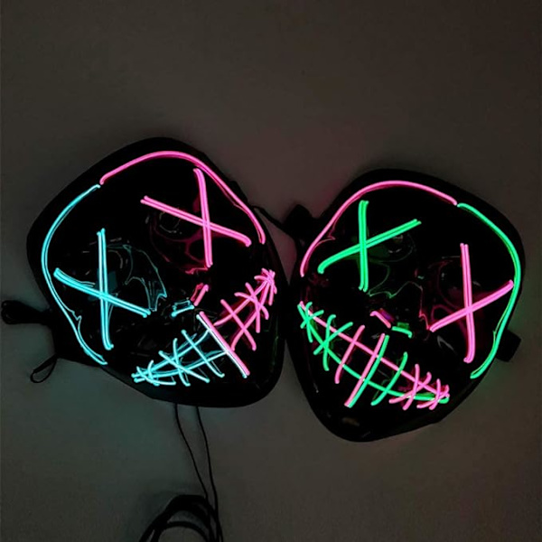 AvviKro Halloween Mask LED-upplyst Mask Scare Mask för Festival Cosplay Halloween Kostym Kostymfest Karnevalpresenter