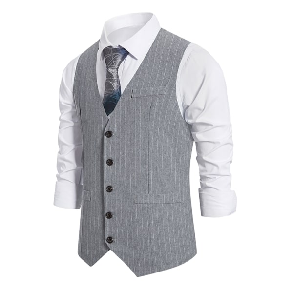 Formell kostymväst for mænd Slim Fit formelle klänning Väst Business vest Grey S