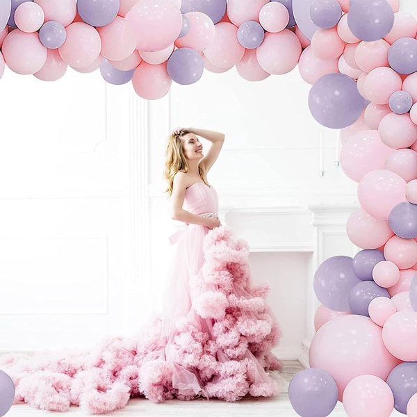 IC 10\" Macaron färgglada ballonger, partypastell latexfärgade Rosa + Lila-200pc