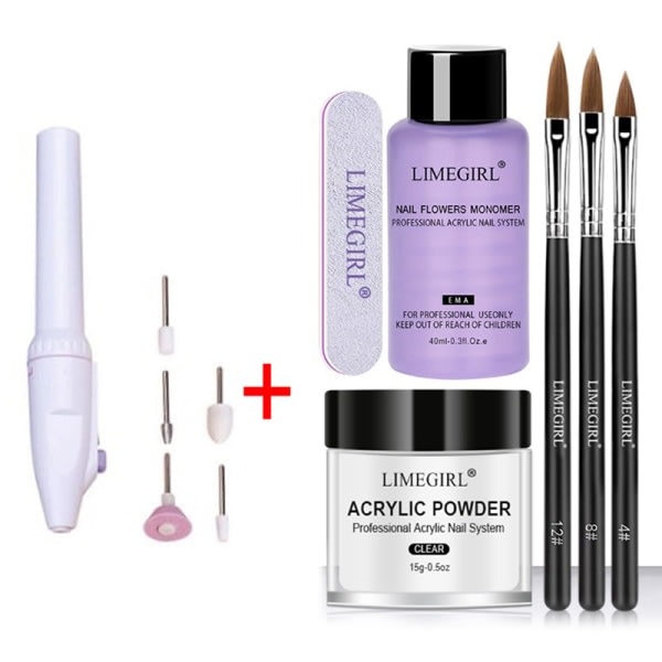 IC Ayl Nail Kit Aylpulver och flytande monomerborste