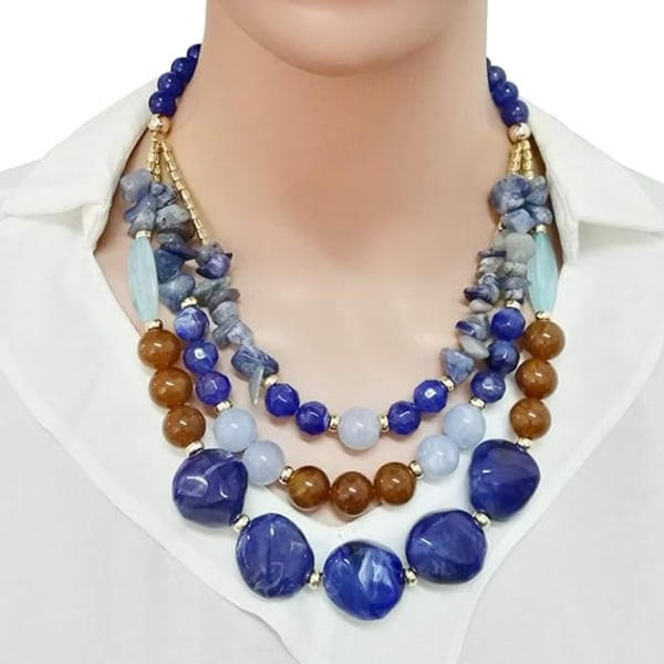 IC Bohemian Style Multi Oversized Pearl Tre-lags Halskjede for Gaver til Kvinner og Jenter