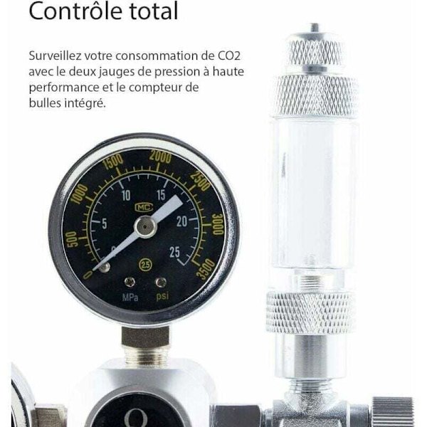 CO2 Tryckreducerare, Akvarium Tryckregulator, Akvarium med Luftbubbelräknare