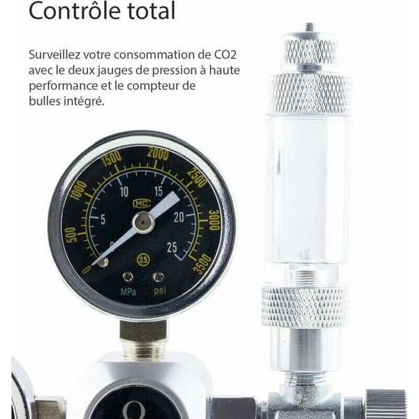 CO2 Trykreduktionsventil, Akvarietrykregulator, Akvarium med Luftbobletæller