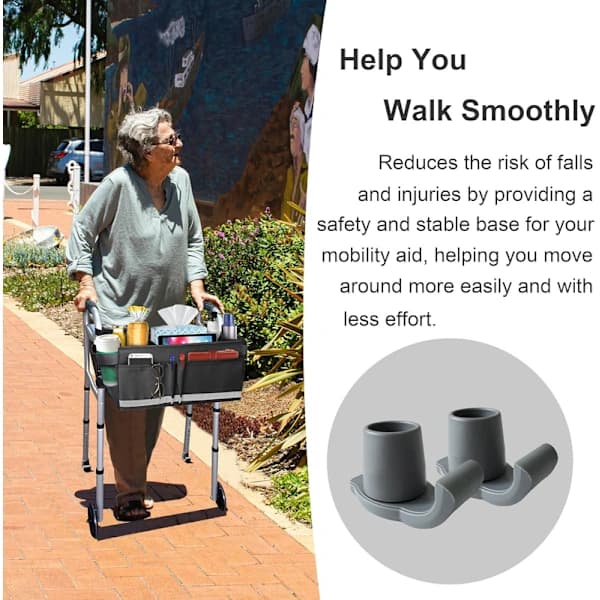 Walker Skid Glides - 2-pak Universal Pasform til Foldbare Rollatorer, Erstatningsrollator