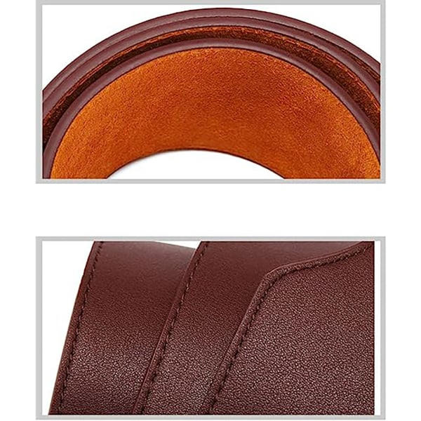 IC Kvinnebelte for kvinner, PU-lærbelte, vanlig bredt belte Coffee colour