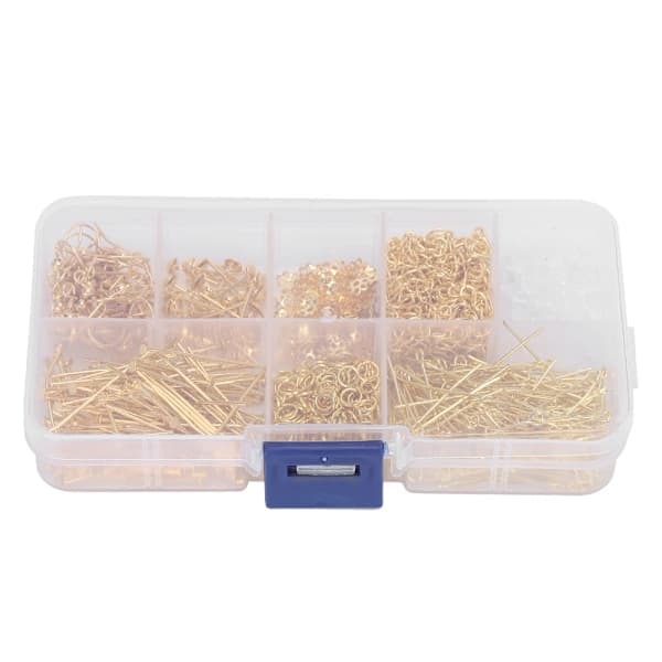 Earring Craft DIY Ear Hook Tail Chain Jump Ring Kit Jewelry Making Accessories Parts Gold