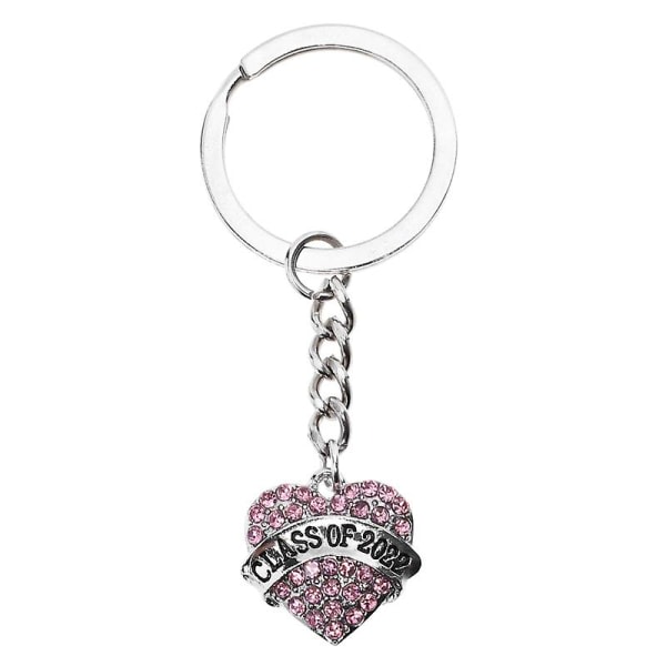 Graduation Keyring Metal Keyring Heart Charm Circle Cute Graduation Gift Pink IC