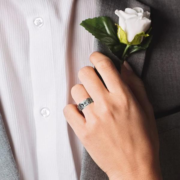 IC Spinnerringe i Titan i Rustfrit Stål Mån og Stjerne Fidget Ring Stresslindrende Angst Ring - 5-75 (løber små)