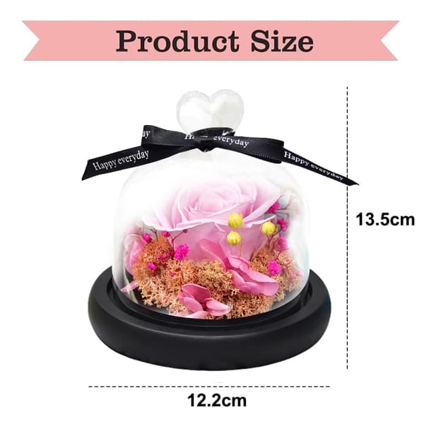 IC Evig blomsterdekoration med bottenmossa kärleksglas rosa