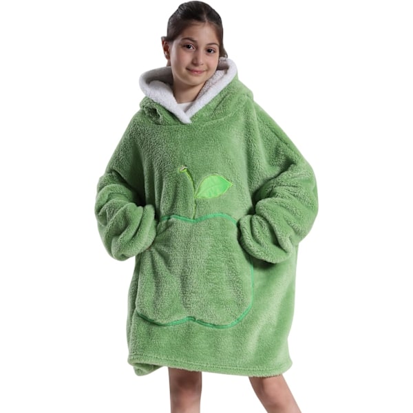 Unisex Teppegenserhette, Vintervarm Myk Oversized Sherpa Hettegenser Bærbar Teppe Badekåpe Nattkjole Nattøy Pyjamas Green One size