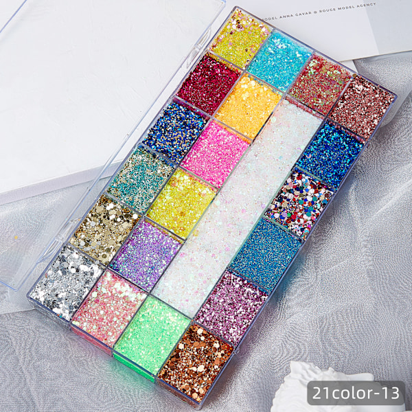 Gränsöverskridande heta paljettgel glitterpulver sjöjungfru limfri patch barnföreställning nattklubb scen smink makeup 21 color box-13