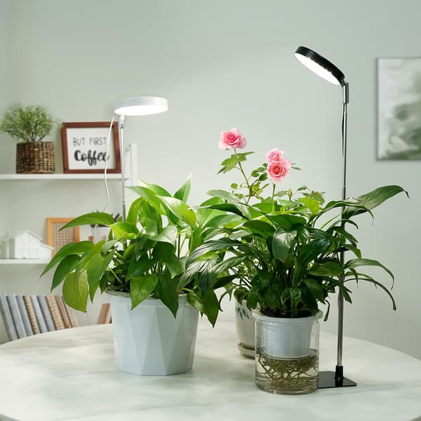 Fullspektrum LED-växtbelysning för inomhusväxter med 48 LED-lampor, 3/9/12H timer, 10 ljusstyrkor, justerbart stativ 18-66 cm, vit
