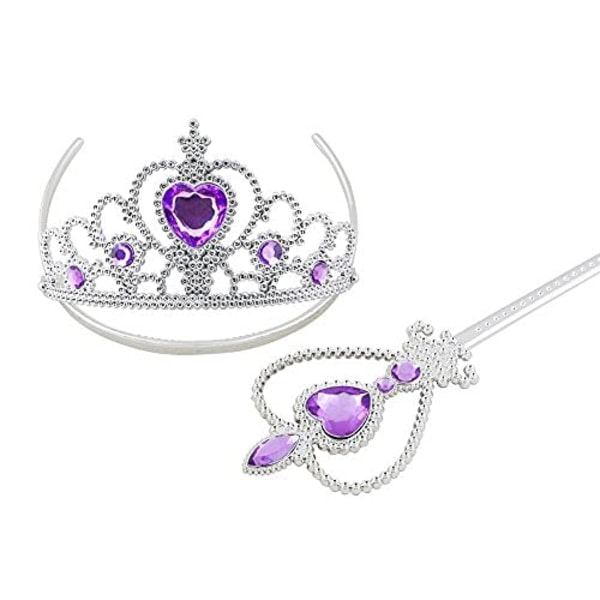 IC Prinsessdräktset med 8 delar Present från Princess Crown, handskar, trollstav, halsband, ring, örhängen för 3-9 år
