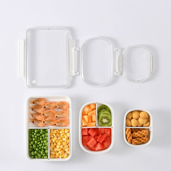 IC Bento Lunchbox med Avtagbara Fack, Mikrovågsugnssäker, Kylskåpsvänlig, Vit, 350ml