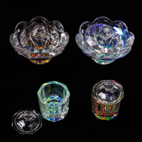 IC Rainbow kristallklar akryl flytande skål Tappen skål i glas rund