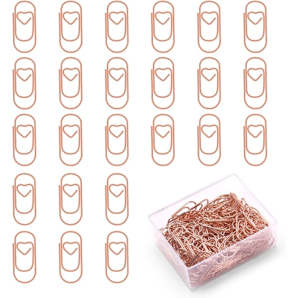 Små Papirclips, 130 stk Hjerteformede Papirclips Metal Papirclips Bogmærke Clips Små Bogmærke til Skole Kontor Dokument Organisation Rose Guld Rose gold